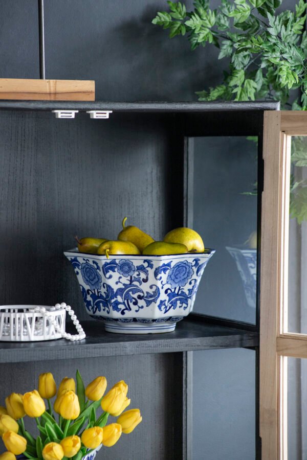 Blue & White Chinoiserie Floral Octagonal Bowl