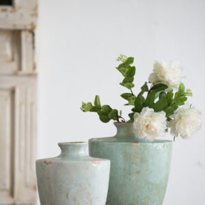 Aegean Glazed Ceramic Vase with Distressed Accents - Large
