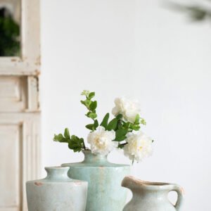 Aegean Glazed Ceramic Vase with Distressed Accents - Small