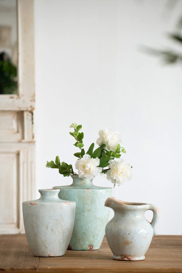 Aegean Glazed Ceramic Vase with Distressed Accents - Small