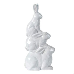 The Rabbit Stack – Glossy White Ceramic Trio