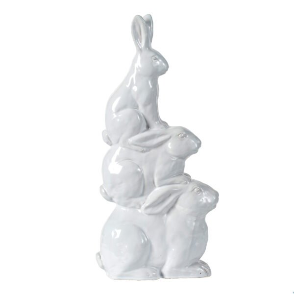 The Rabbit Stack – Glossy White Ceramic Trio