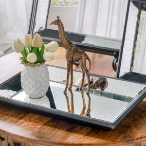 Small Antique Mirror Glass Decorative Tray