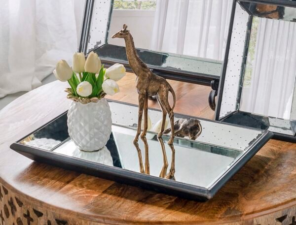 Small Antique Mirror Glass Decorative Tray