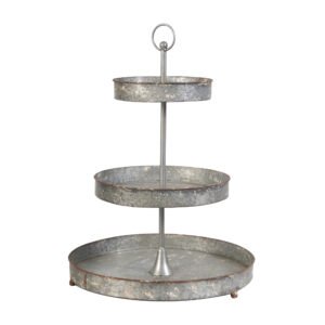 Galvanized Metal Stand 3-Tier with Ring Handle