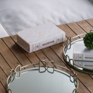 Antiqued Mirror Tray with Decorative Loop Frame 16 inch