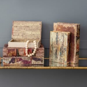 Vintage Book Storage Box Set – Assorted Covers (Set of 6)
