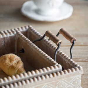 Carved Wooden Serving Trays with Beaded Detail – Set of 2