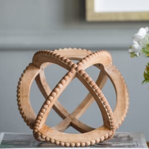 Carved Wood Beaded Orb Sculpture