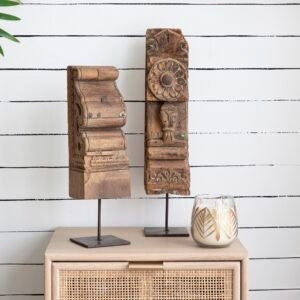 Antique Architectural Wood Sculpture on Stand - Large