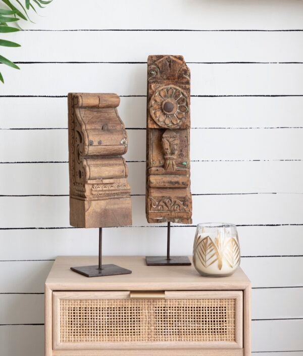 Antique Architectural Wood Sculpture on Stand - Large
