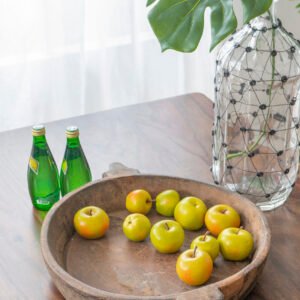 Rustic Hand-Carved Wooden Bowl with Handles