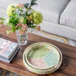 Iridescent Mosaic Floral Round Tray