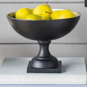 Matte Black Pedestal Bowl with Gold Interior Finish