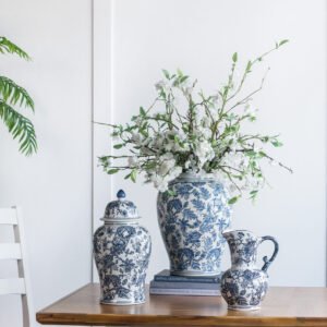 Blue & White Chinoiserie Lidded Ginger Jar - Large