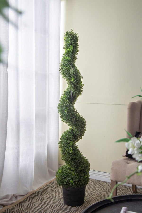 Faux Spiral Topiary in Slate Pot