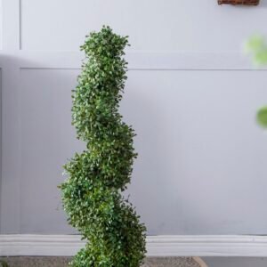 Faux Boxwood Spiral Topiary in Terra Cotta Pot – 35"