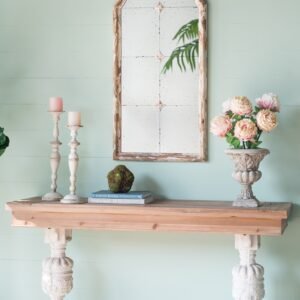 Rustic Farmhouse Console Table with Carved Pedestal Legs