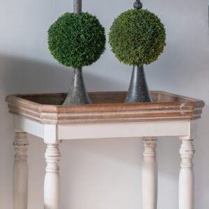 French Cottage Tray-Top Side Table in Antique White