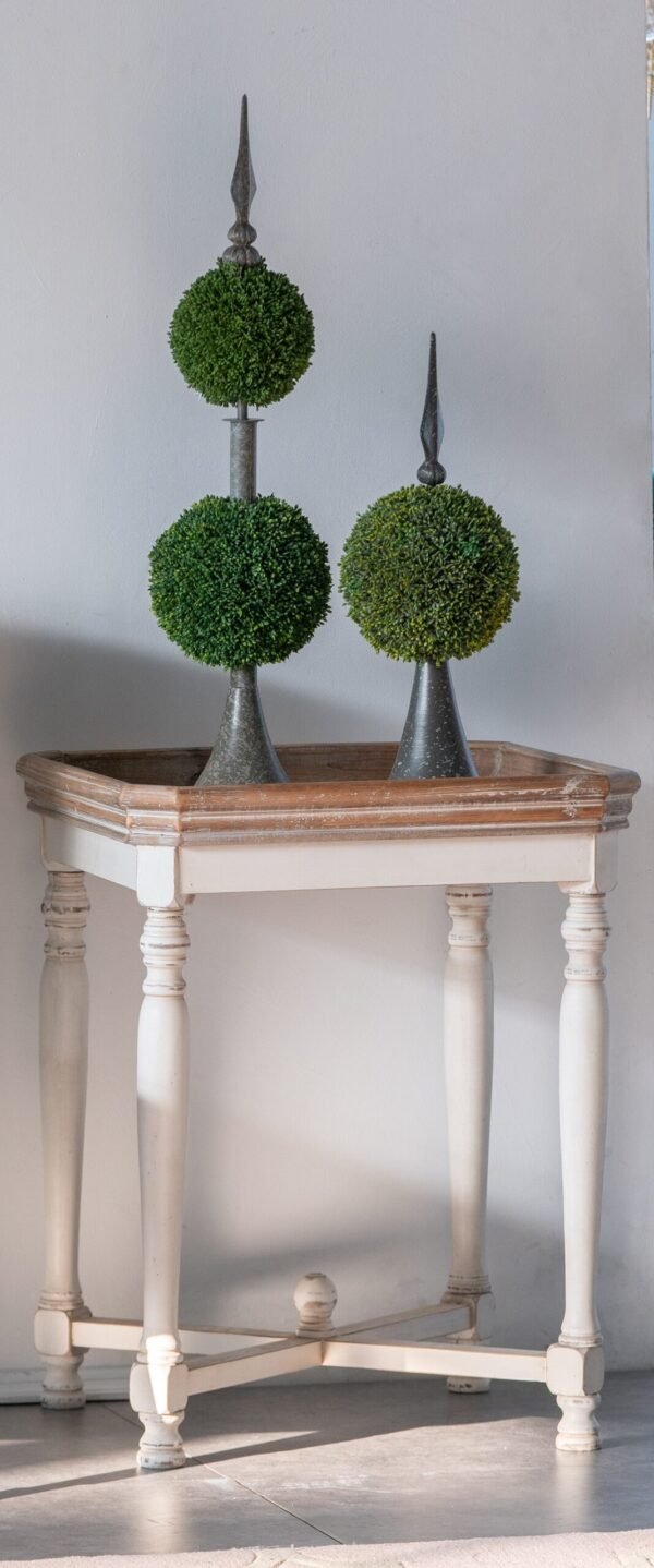 French Cottage Tray-Top Side Table in Antique White