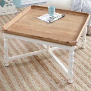 French Country Square Coffee Table with Tray Top