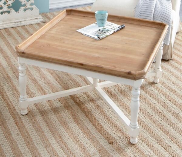 French Country Square Coffee Table with Tray Top