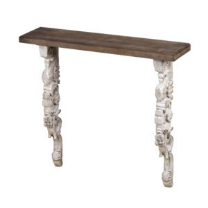 Baroque Carved Wall Console with Distressed White Corbels