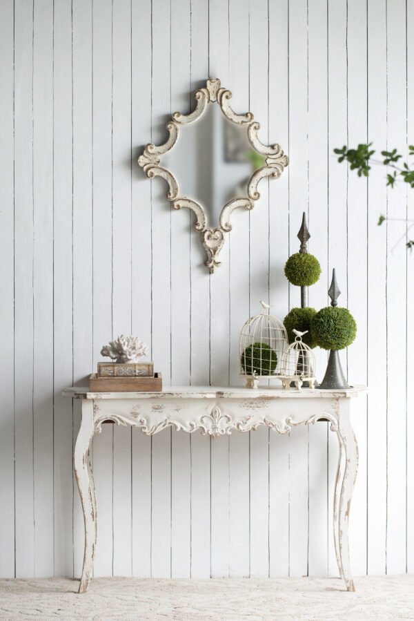 Antique White French Country Console Table