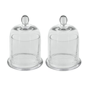 Glass Domes with Plates - Set of 2