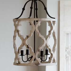 Antiqued Quatrefoil Drum Chandelier
