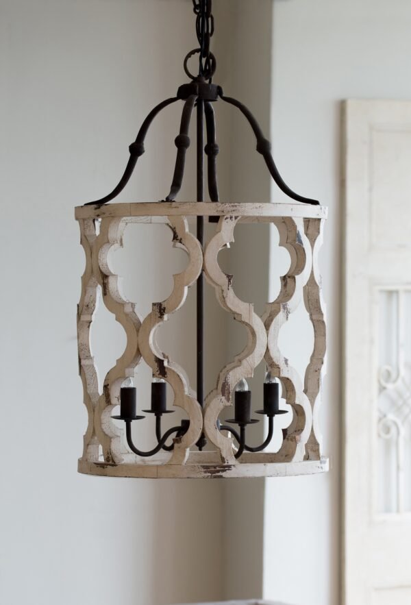 Antiqued Quatrefoil Drum Chandelier