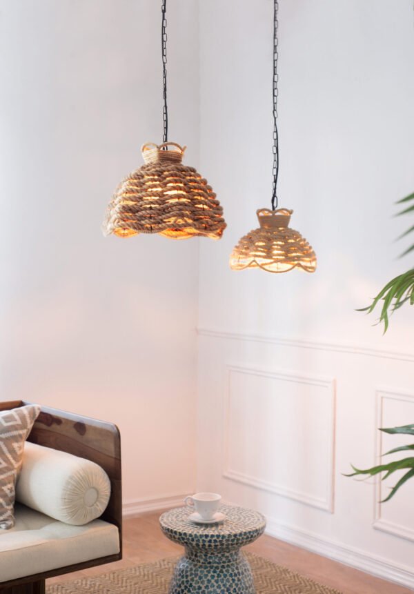 Woven Jute Rope Pendant Light Set (2-Piece)