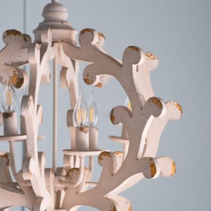 Ornate White Scroll Globe Chandelier
