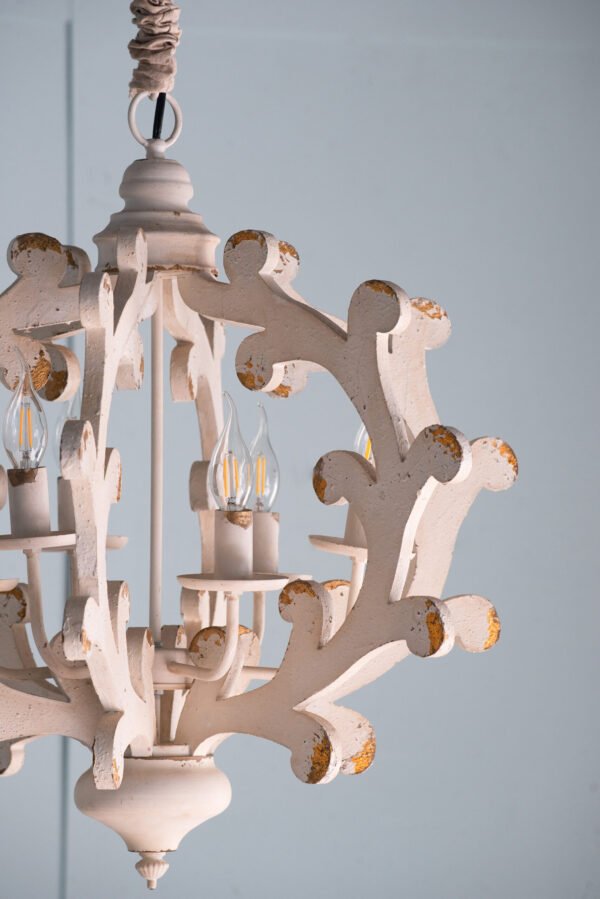 Ornate White Scroll Globe Chandelier