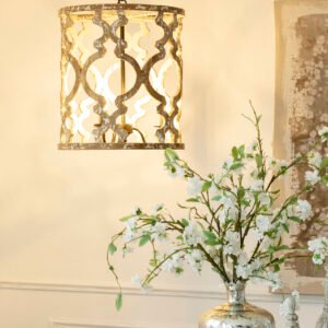 Distressed Wood Open Frame Pendant Chandelier