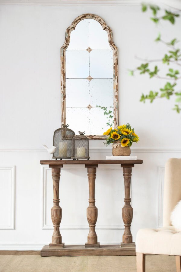 Chateau Paneled Arch Mirror with Distressed Wood Frame