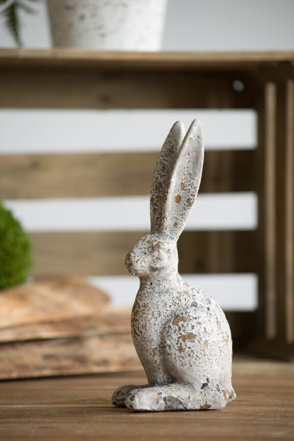 Antiqued Stone-Look Sitting Rabbit Figurine - Small