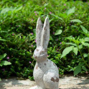 Antiqued Stone-Look Sitting Rabbit Figurine - Large