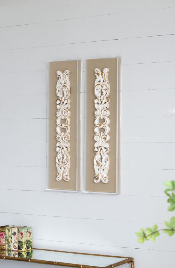 Distressed White Scroll Wall Art - Set of 2