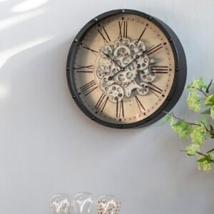 Industrial Gear Wall Clock with Roman Numerals