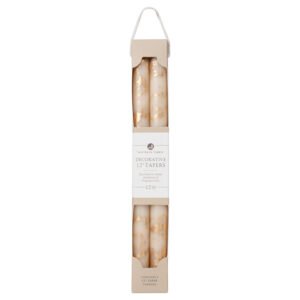 12" Decorative Tapers 2pk - Cream w/ Gold