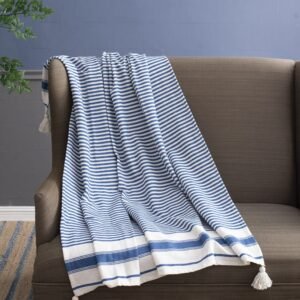 Brighton Blue Striped Throw Blanket