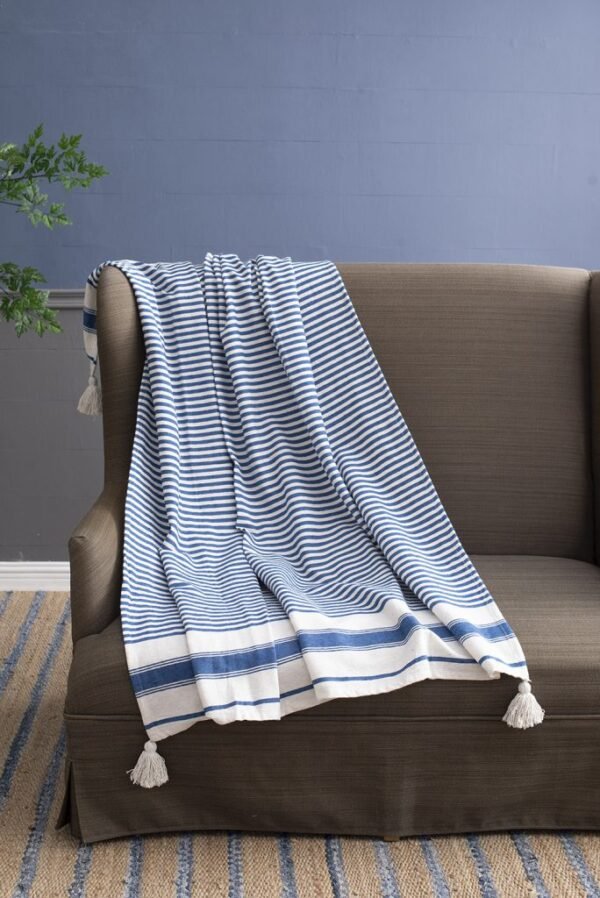 Brighton Blue Striped Throw Blanket
