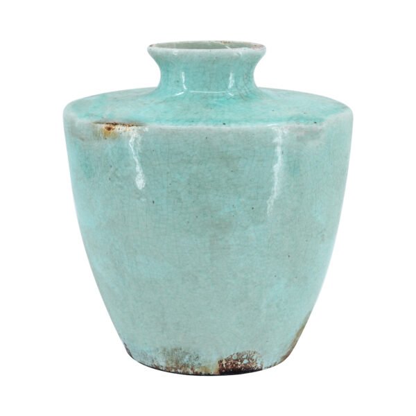 Aegean Glazed Ceramic Vase with Distressed Accents - Large - Image 2