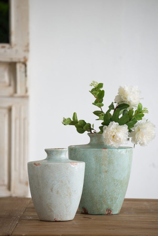 Aegean Glazed Ceramic Vase with Distressed Accents - Small - Image 3
