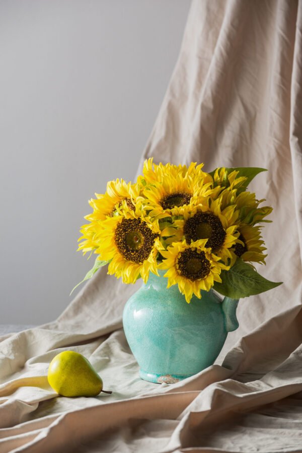 Vintage Aqua Crackle Glaze Ceramic Pitcher - Image 3