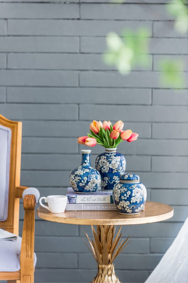 Indigo Blossom Chinoiserie Mini Vase Set – Set of Four - Image 4