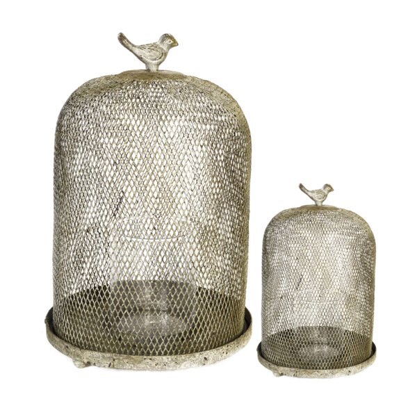 Vintage Wire Bird Cloche Lanterns (Set of 2) - Image 2