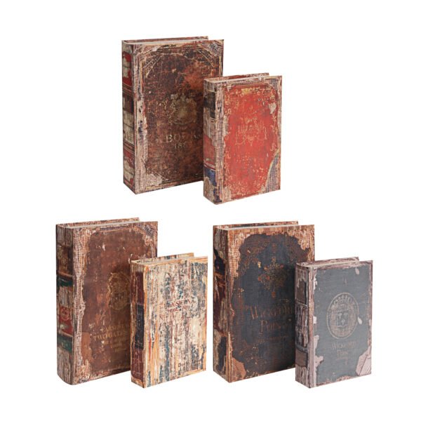 Vintage Book Storage Box Set – Assorted Covers (Set of 6) - Image 2