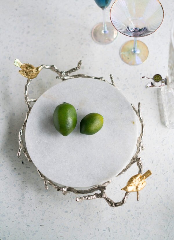 Marble & Metal Bird Handle Serving Tray - Image 3